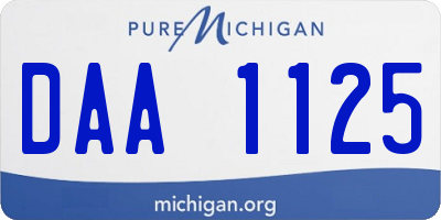 MI license plate DAA1125