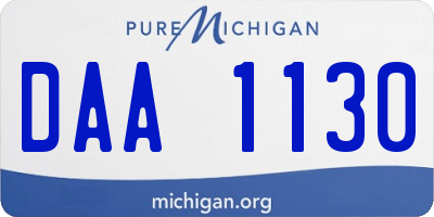 MI license plate DAA1130