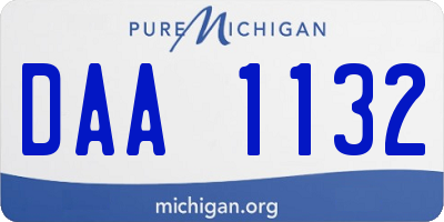 MI license plate DAA1132