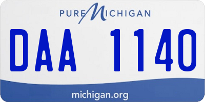 MI license plate DAA1140