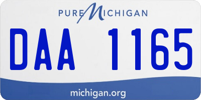 MI license plate DAA1165