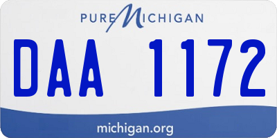 MI license plate DAA1172