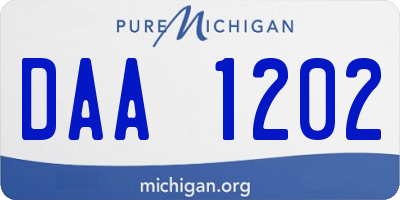 MI license plate DAA1202