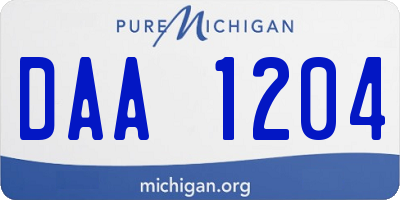 MI license plate DAA1204
