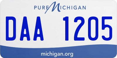 MI license plate DAA1205