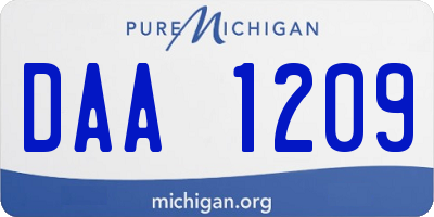 MI license plate DAA1209