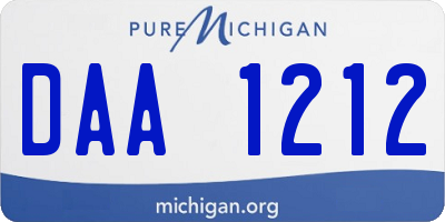 MI license plate DAA1212