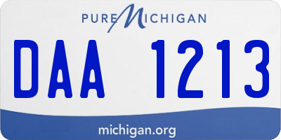 MI license plate DAA1213