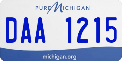 MI license plate DAA1215