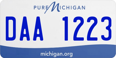 MI license plate DAA1223