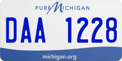MI license plate DAA1228