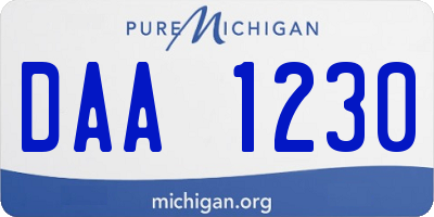 MI license plate DAA1230