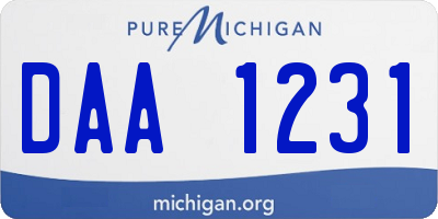 MI license plate DAA1231