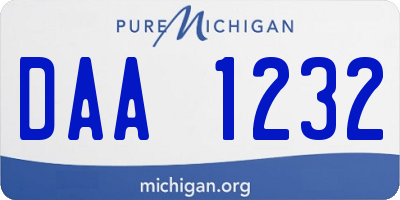 MI license plate DAA1232