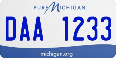 MI license plate DAA1233