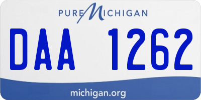 MI license plate DAA1262