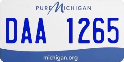 MI license plate DAA1265