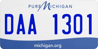 MI license plate DAA1301
