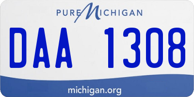 MI license plate DAA1308