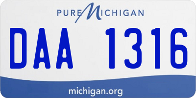 MI license plate DAA1316