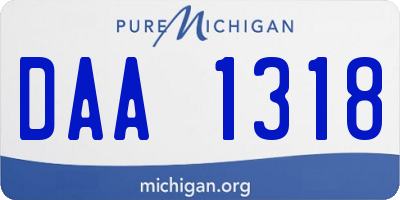 MI license plate DAA1318