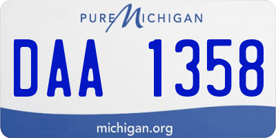 MI license plate DAA1358