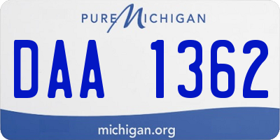 MI license plate DAA1362