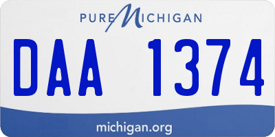 MI license plate DAA1374