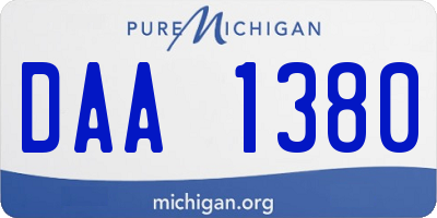 MI license plate DAA1380