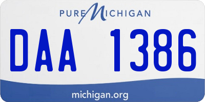 MI license plate DAA1386