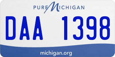 MI license plate DAA1398