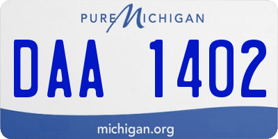 MI license plate DAA1402