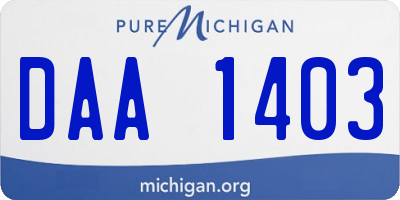 MI license plate DAA1403