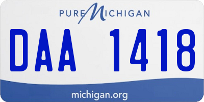 MI license plate DAA1418