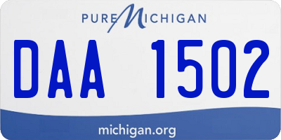 MI license plate DAA1502