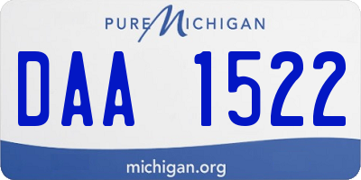 MI license plate DAA1522