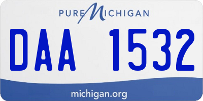 MI license plate DAA1532