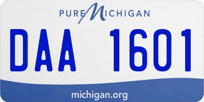 MI license plate DAA1601