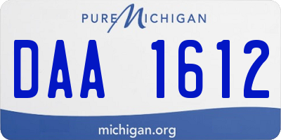 MI license plate DAA1612