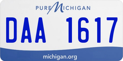 MI license plate DAA1617