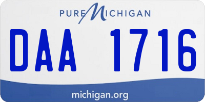 MI license plate DAA1716