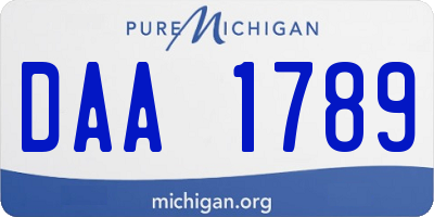 MI license plate DAA1789
