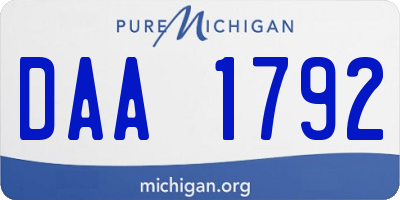 MI license plate DAA1792
