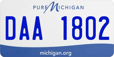 MI license plate DAA1802