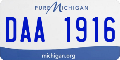 MI license plate DAA1916