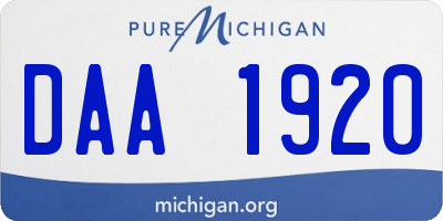 MI license plate DAA1920