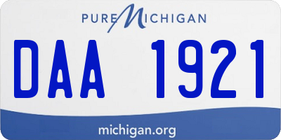 MI license plate DAA1921