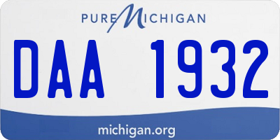 MI license plate DAA1932