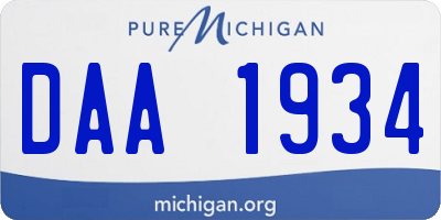 MI license plate DAA1934