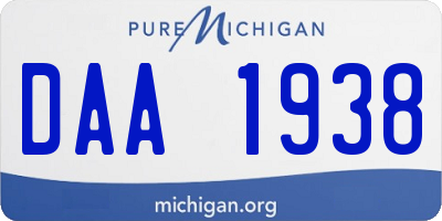 MI license plate DAA1938